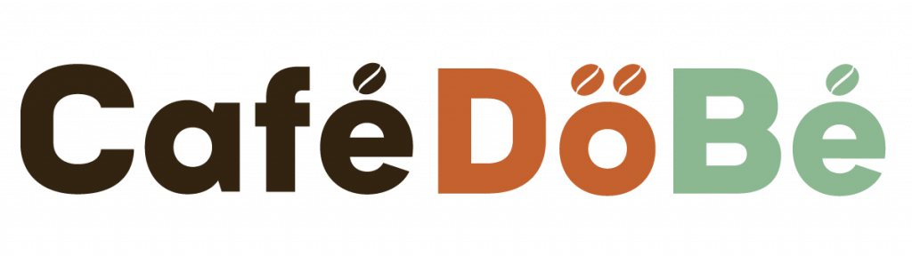 Cafe Dobe logo in brown, burnt orange and sage.