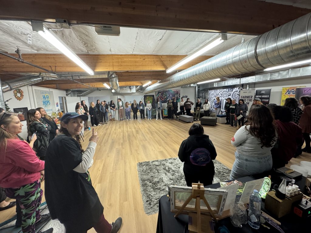A large group event in The Upstairs event space.